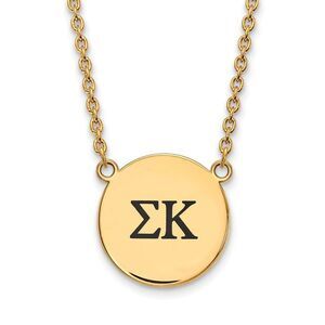 14K Plated Silver Sigma Kappa Large Enamel Greek Letters Necklace
